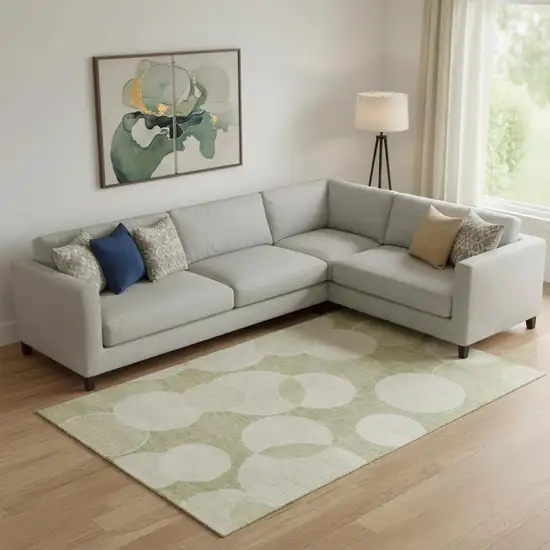 Tan And Beige Geometric Washable Area Rug With UV Protection Photo 1