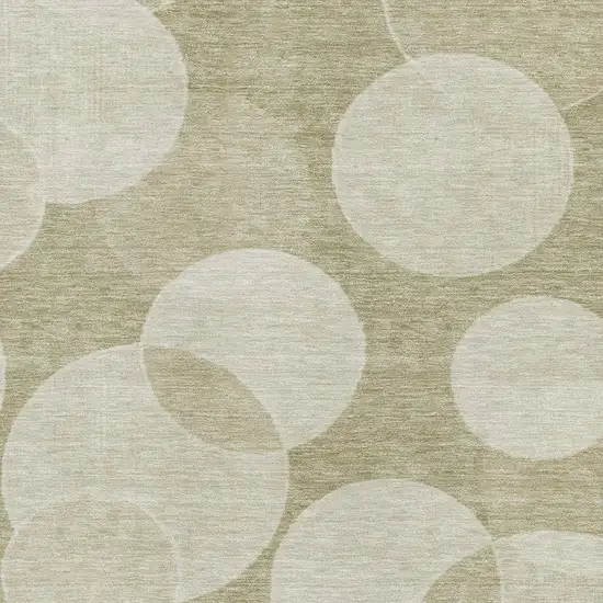 Tan And Beige Geometric Washable Area Rug With UV Protection Photo 2