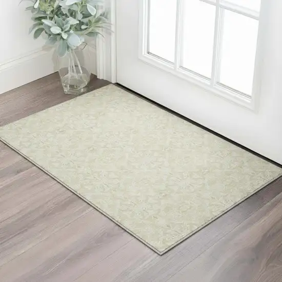Tan And Beige Medallion Washable Area Rug With UV Protection Photo 2