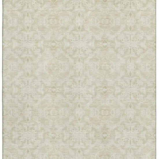 Tan And Beige Medallion Washable Area Rug With UV Protection Photo 3