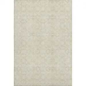 Photo of Tan And Beige Medallion Washable Area Rug With UV Protection