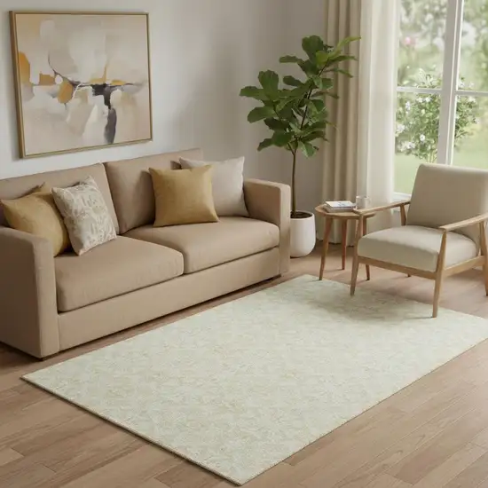 Tan And Beige Medallion Washable Area Rug With UV Protection Photo 1