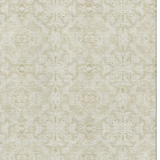 Tan And Beige Medallion Washable Area Rug With UV Protection Photo 3