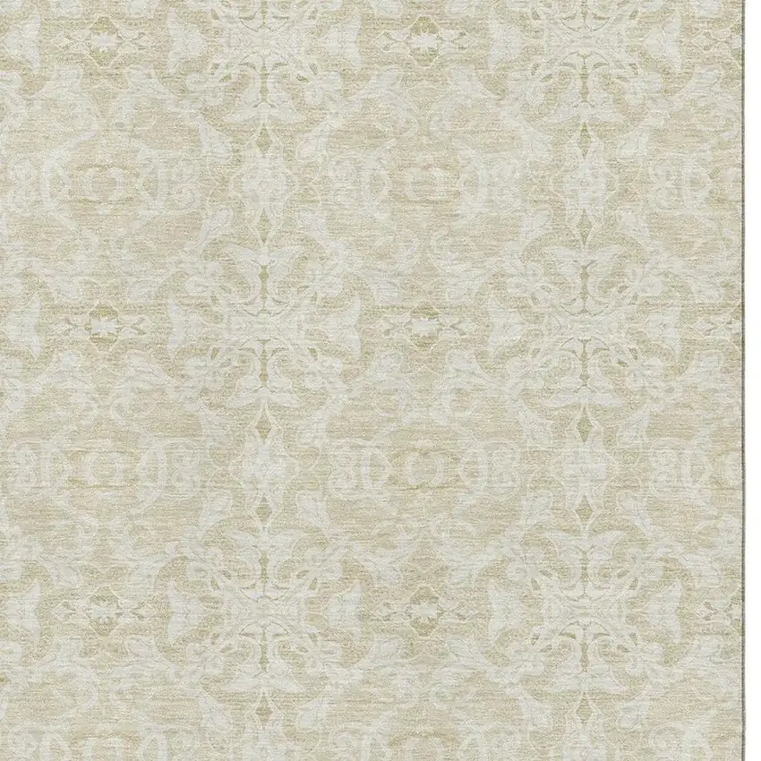 Tan And Beige Medallion Washable Area Rug With UV Protection Photo 3
