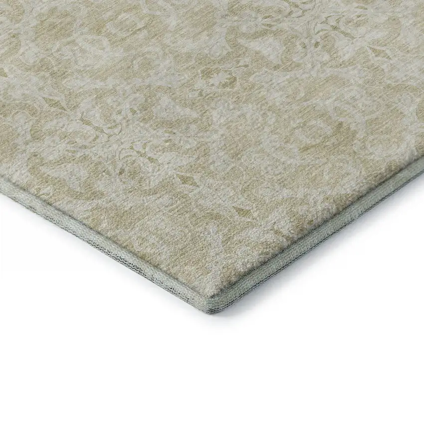 Tan And Beige Medallion Washable Area Rug With UV Protection Photo 8