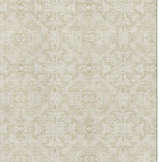 Tan And Beige Medallion Washable Area Rug With UV Protection Photo 3