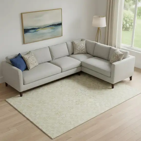 Tan And Beige Medallion Washable Area Rug With UV Protection Photo 1