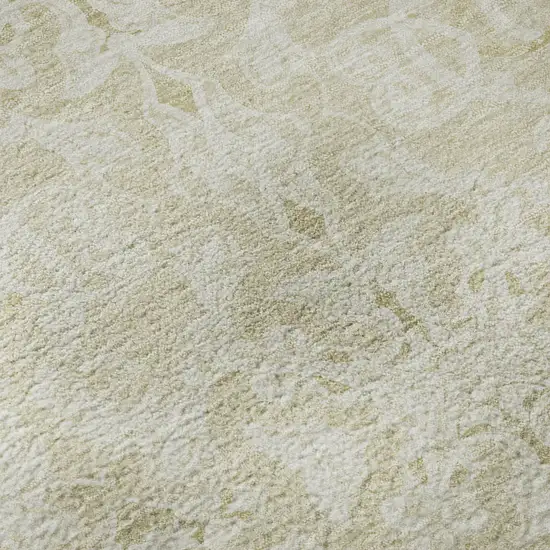 Tan And Beige Medallion Washable Area Rug With UV Protection Photo 9