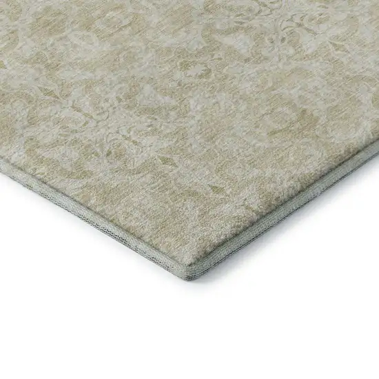 Tan And Beige Medallion Washable Area Rug With UV Protection Photo 8