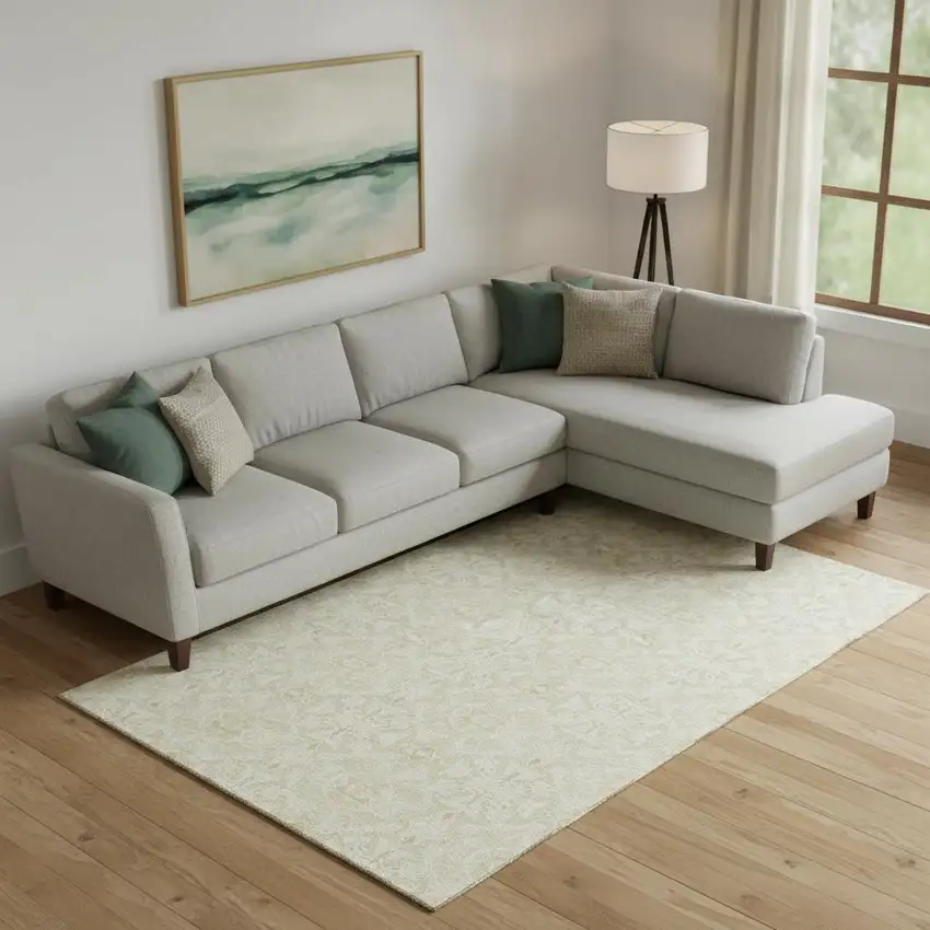 Tan And Beige Medallion Washable Area Rug With UV Protection Photo 1