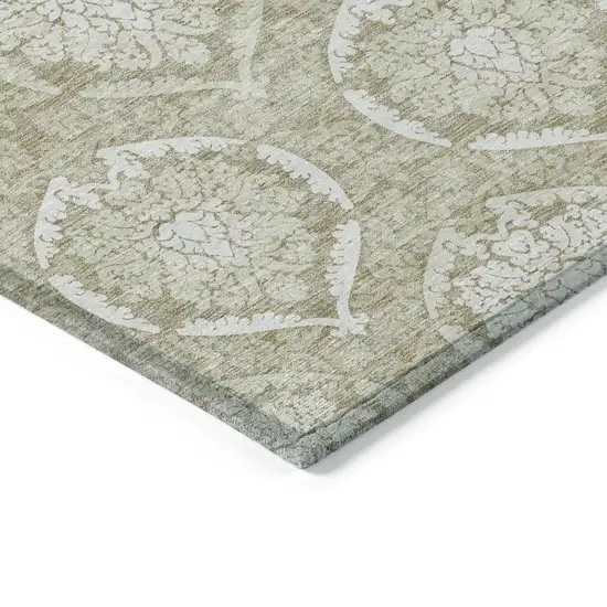 Tan And Beige Medallion Washable Indoor Outdoor Area Rug Photo 5