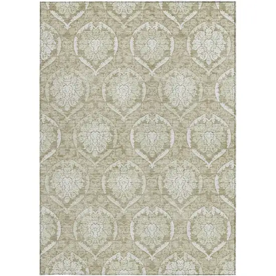 Tan And Beige Medallion Washable Indoor Outdoor Area Rug Photo 6
