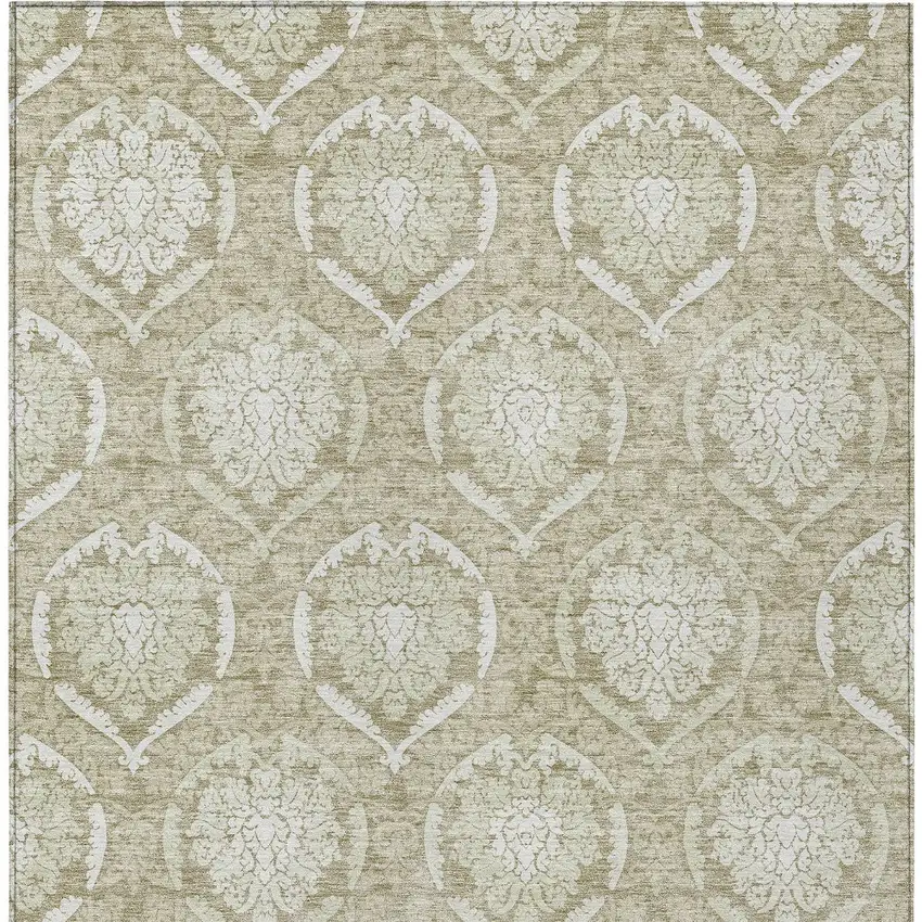 Tan And Beige Medallion Washable Indoor Outdoor Area Rug Photo 7