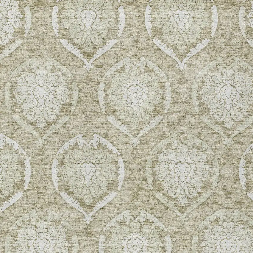 Tan And Beige Medallion Washable Indoor Outdoor Area Rug Photo 6