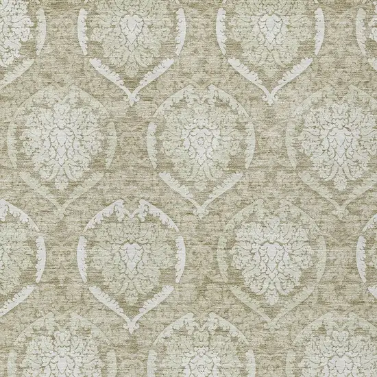 Tan And Beige Medallion Washable Indoor Outdoor Area Rug Photo 6