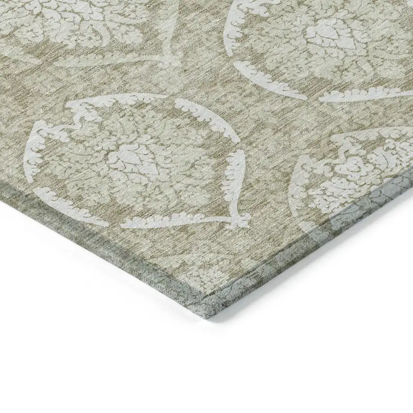 Tan And Beige Medallion Washable Indoor Outdoor Area Rug Photo 5