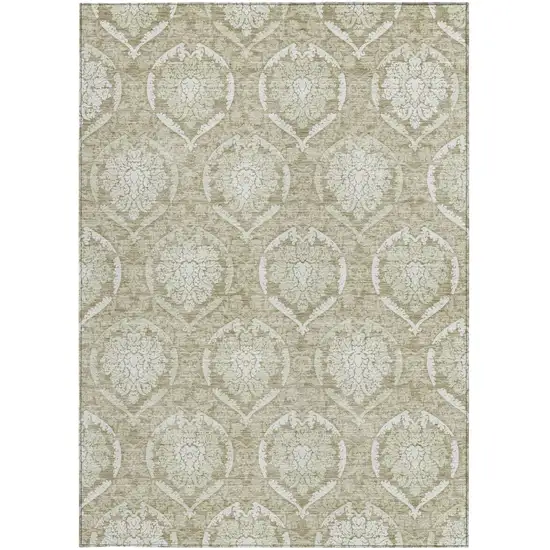 Tan And Beige Medallion Washable Indoor Outdoor Area Rug Photo 7