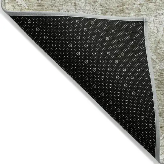 Tan And Beige Medallion Washable Indoor Outdoor Area Rug Photo 4