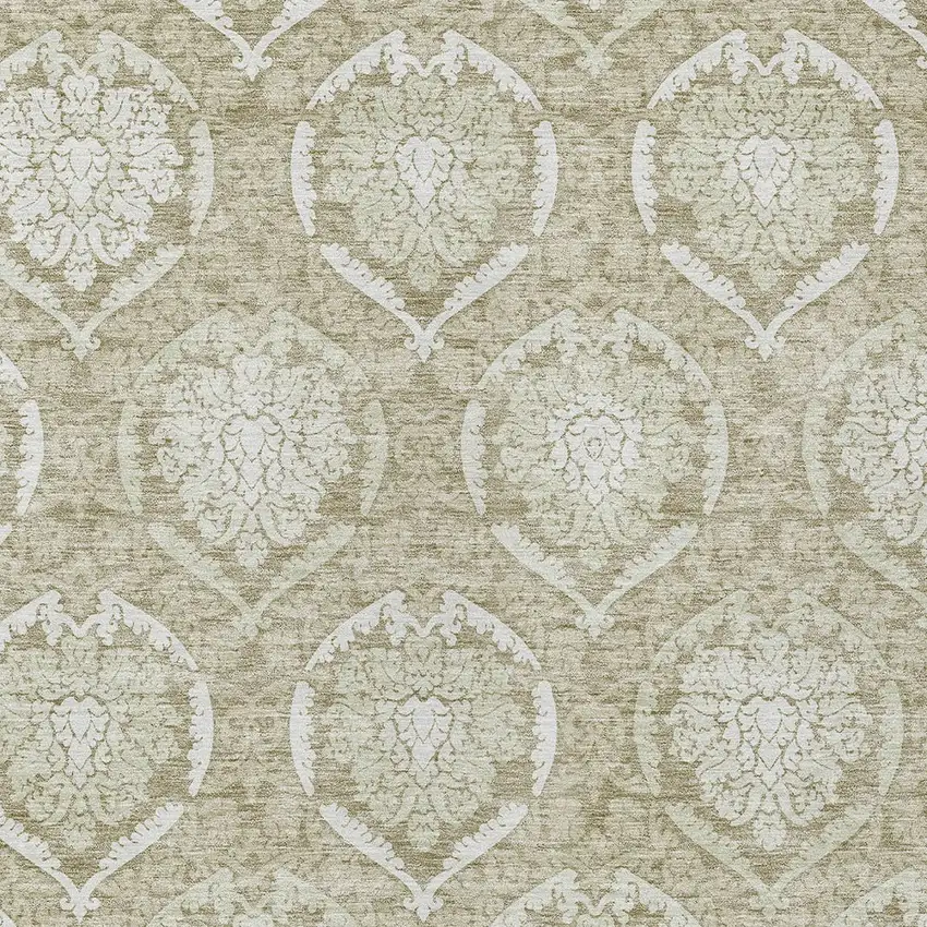 Tan And Beige Medallion Washable Indoor Outdoor Area Rug Photo 6