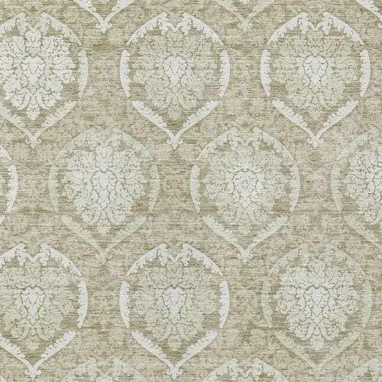 Tan And Beige Medallion Washable Indoor Outdoor Area Rug Photo 6