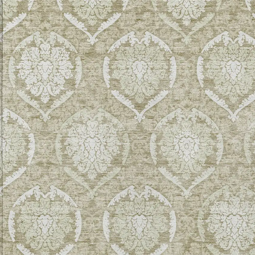 Tan And Beige Medallion Washable Indoor Outdoor Area Rug Photo 6