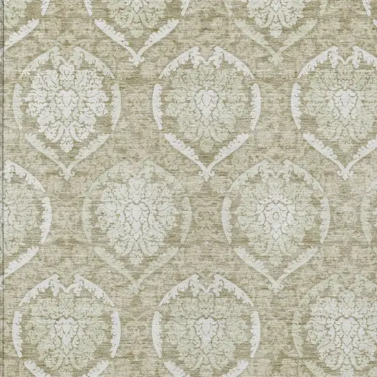 Tan And Beige Medallion Washable Indoor Outdoor Area Rug Photo 6