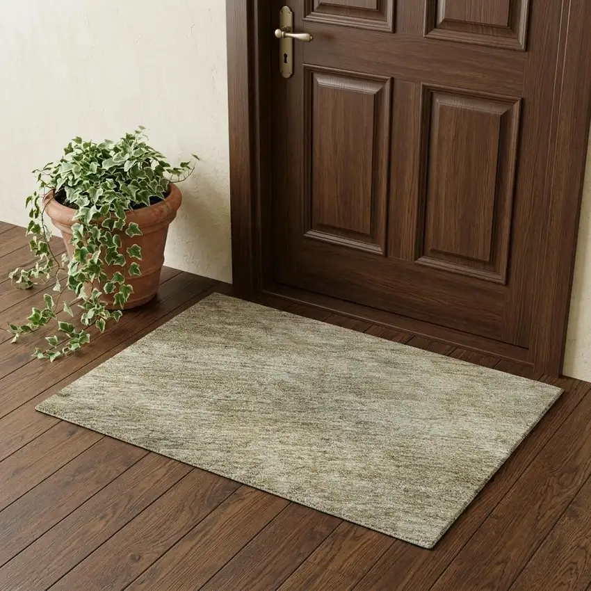 Tan And Beige Oriental Washable Area Rug With UV Protection Photo 1