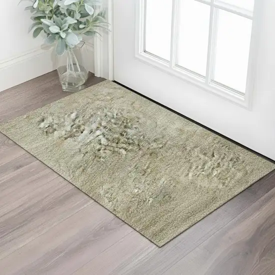 Tan And Beige Oriental Washable Area Rug With UV Protection Photo 2