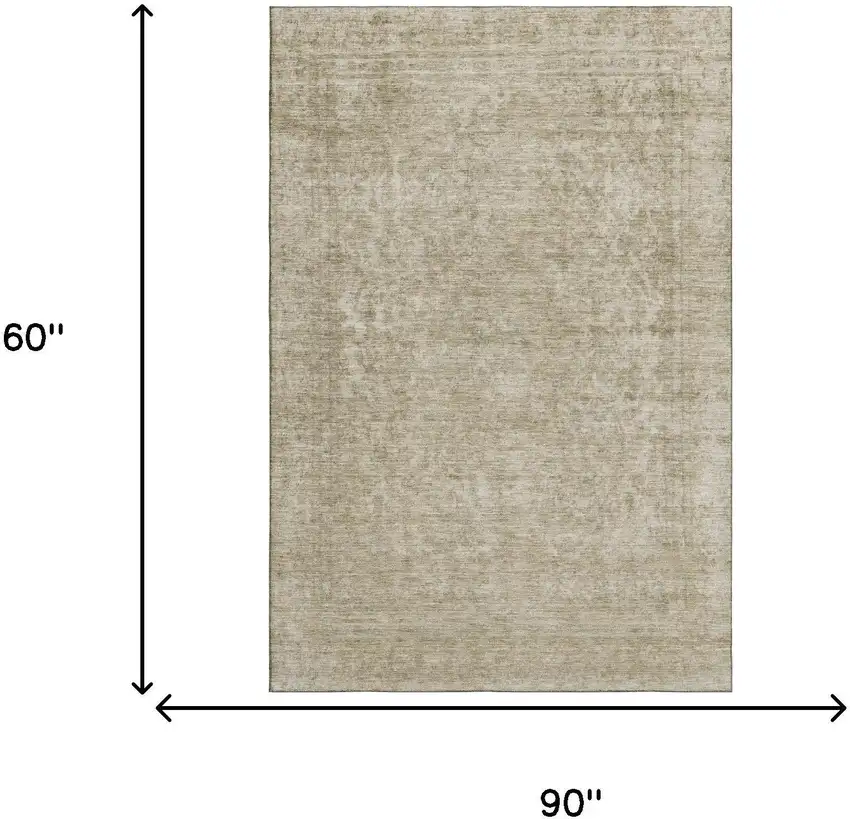 Tan And Beige Oriental Washable Area Rug With UV Protection Photo 5