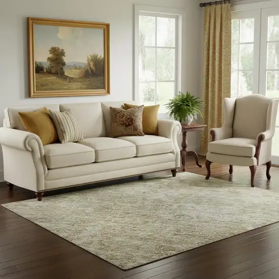 Tan And Beige Oriental Washable Area Rug With UV Protection Photo 2