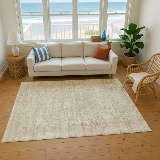Tan And Beige Oriental Washable Area Rug With UV Protection Photo 3