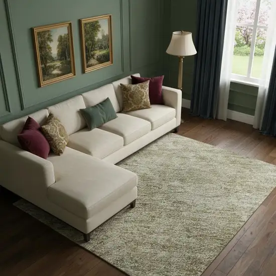 Tan And Beige Oriental Washable Area Rug With UV Protection Photo 2