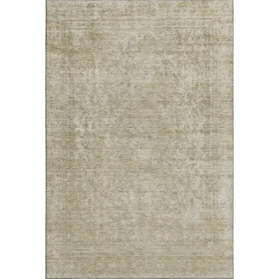Tan And Beige Oriental Washable Area Rug With UV Protection Photo 5