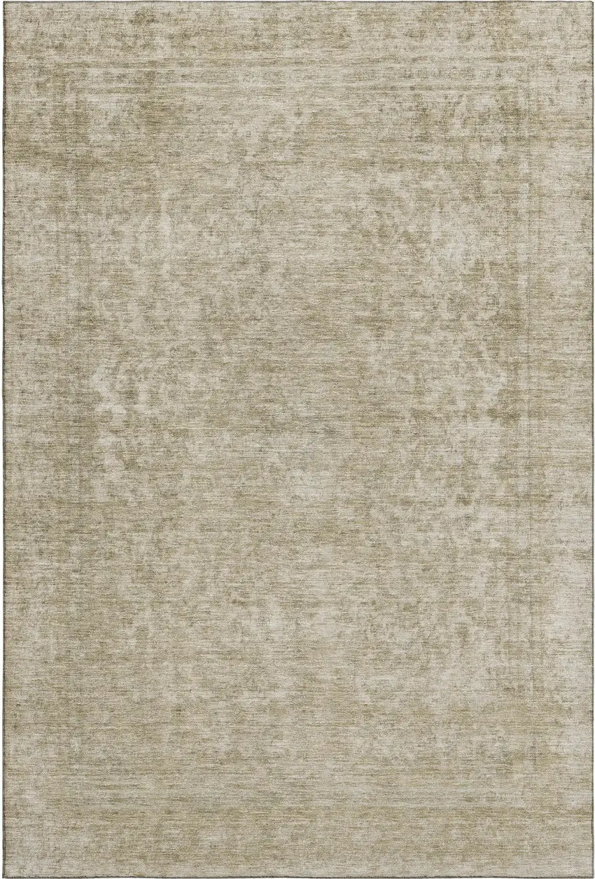 Tan And Beige Oriental Washable Area Rug With UV Protection Photo 5