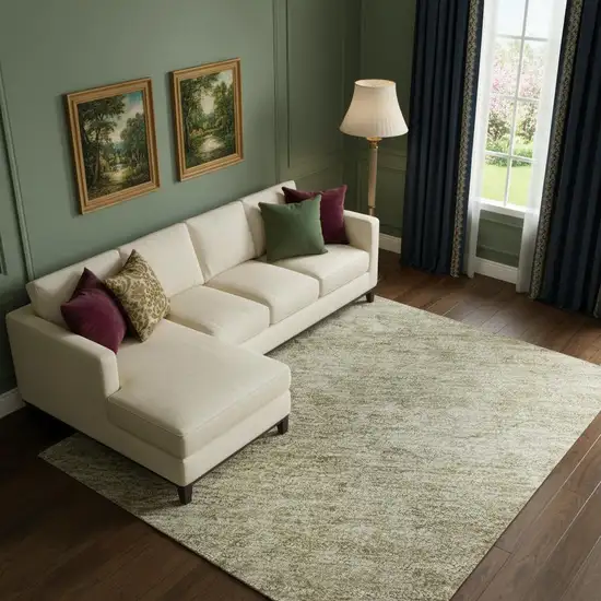 Tan And Beige Oriental Washable Area Rug With UV Protection Photo 2