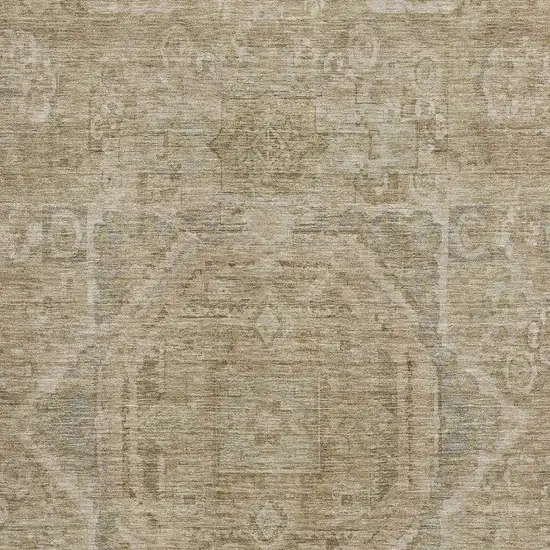Tan And Beige Oriental Washable Area Rug With UV Protection Photo 2