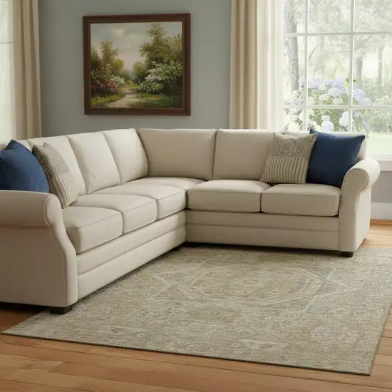 Tan And Beige Oriental Washable Area Rug With UV Protection Photo 2