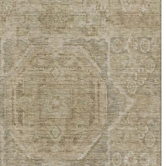 Tan And Beige Oriental Washable Area Rug With UV Protection Photo 2