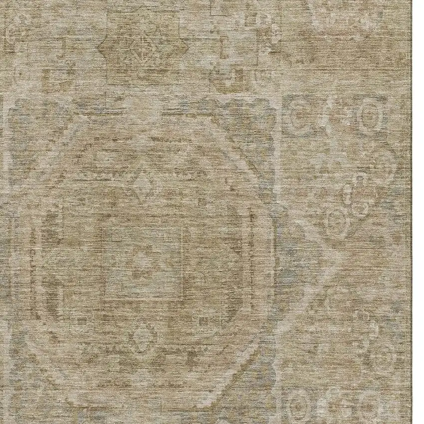 Tan And Beige Oriental Washable Area Rug With UV Protection Photo 2