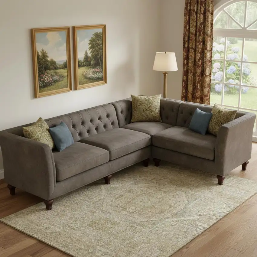 Tan And Beige Oriental Washable Area Rug With UV Protection Photo 2