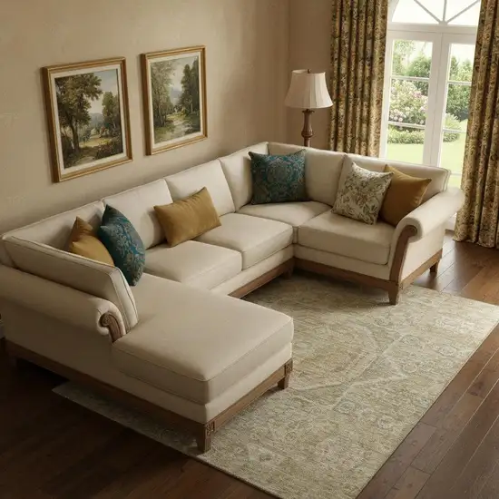 Tan And Beige Oriental Washable Area Rug With UV Protection Photo 2