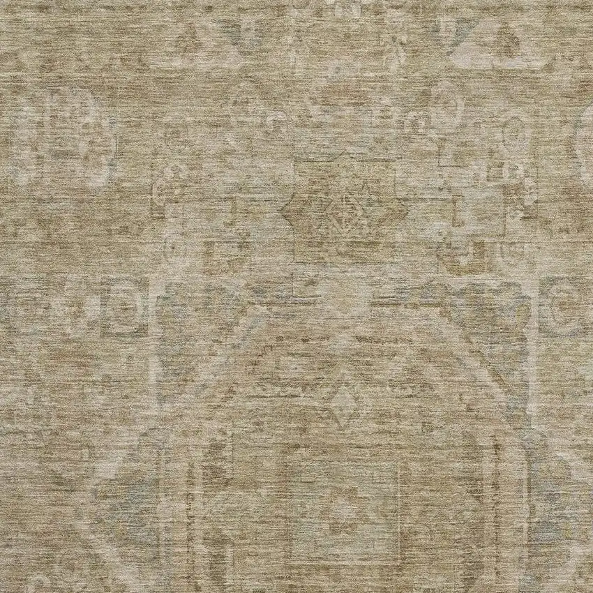 Tan And Beige Oriental Washable Area Rug With UV Protection Photo 3