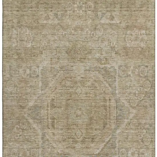 Tan And Beige Oriental Washable Area Rug With UV Protection Photo 3
