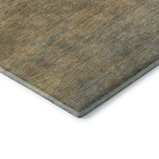 Tan And Beige Striped Washable Area Rug With UV Protection Photo 5