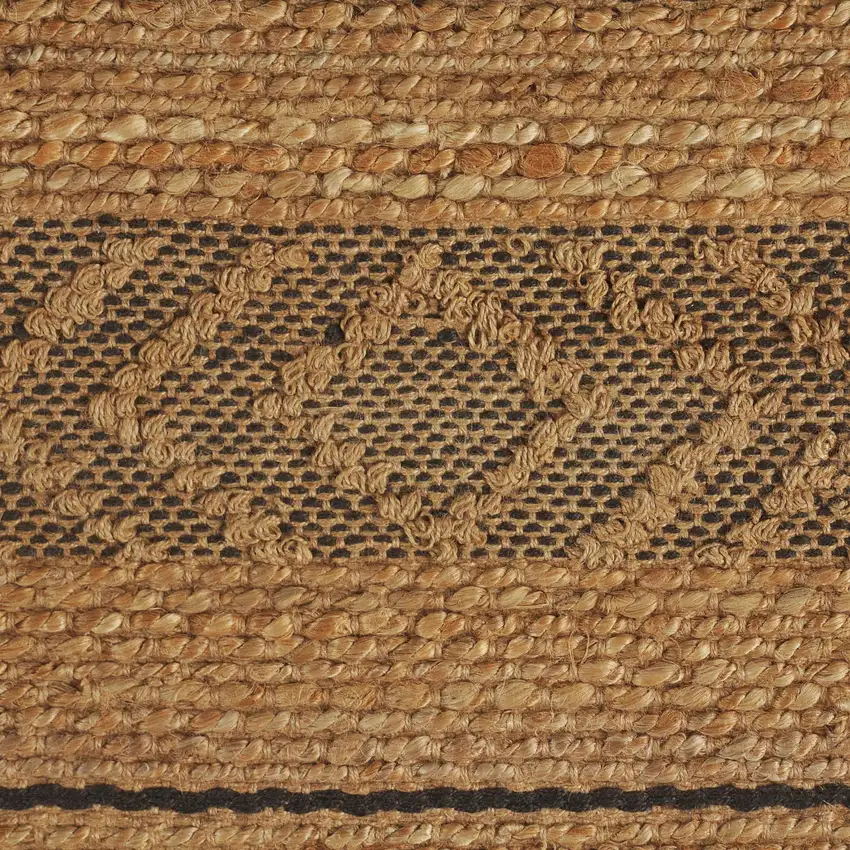 Tan And Black Jute Striped Hand Woven Area Rug Photo 9