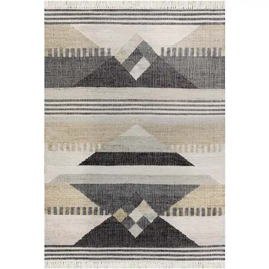 Tan And Black Jute Tribal Hand Woven Area Rug Photo 2