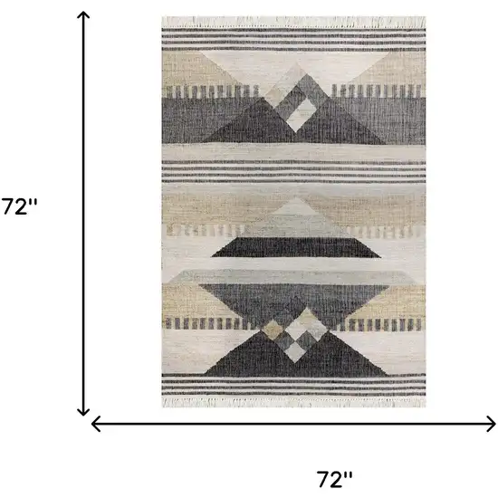 Tan And Black Jute Tribal Hand Woven Area Rug Photo 8
