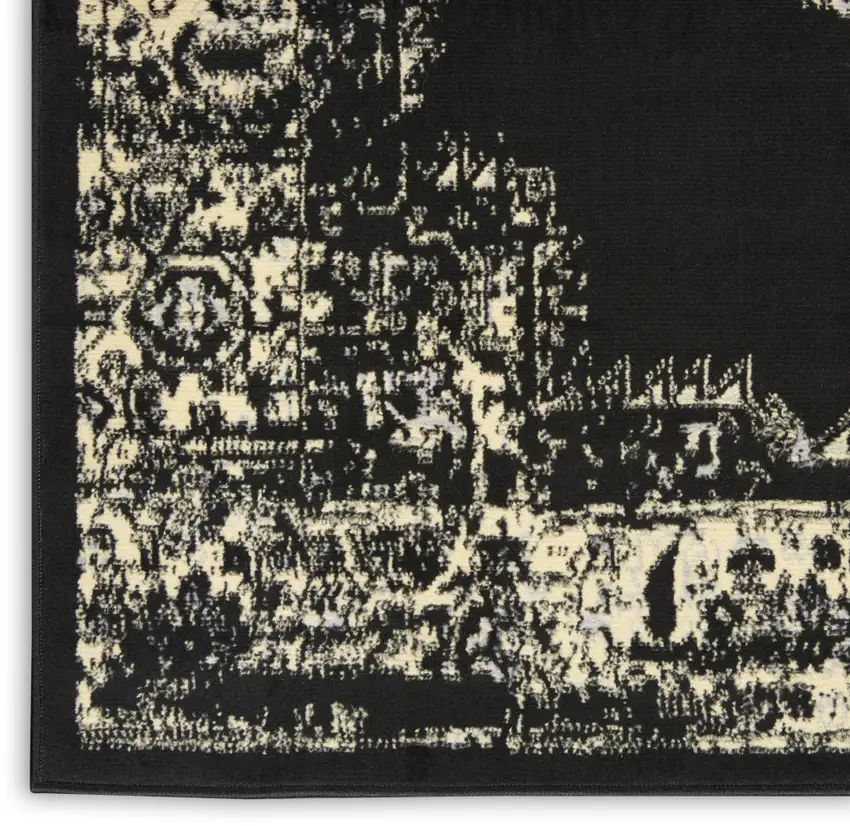 Tan And Black Medallion Distressed Area Rug Photo 9