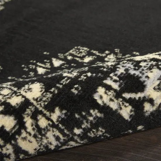 Tan And Black Medallion Distressed Area Rug Photo 8
