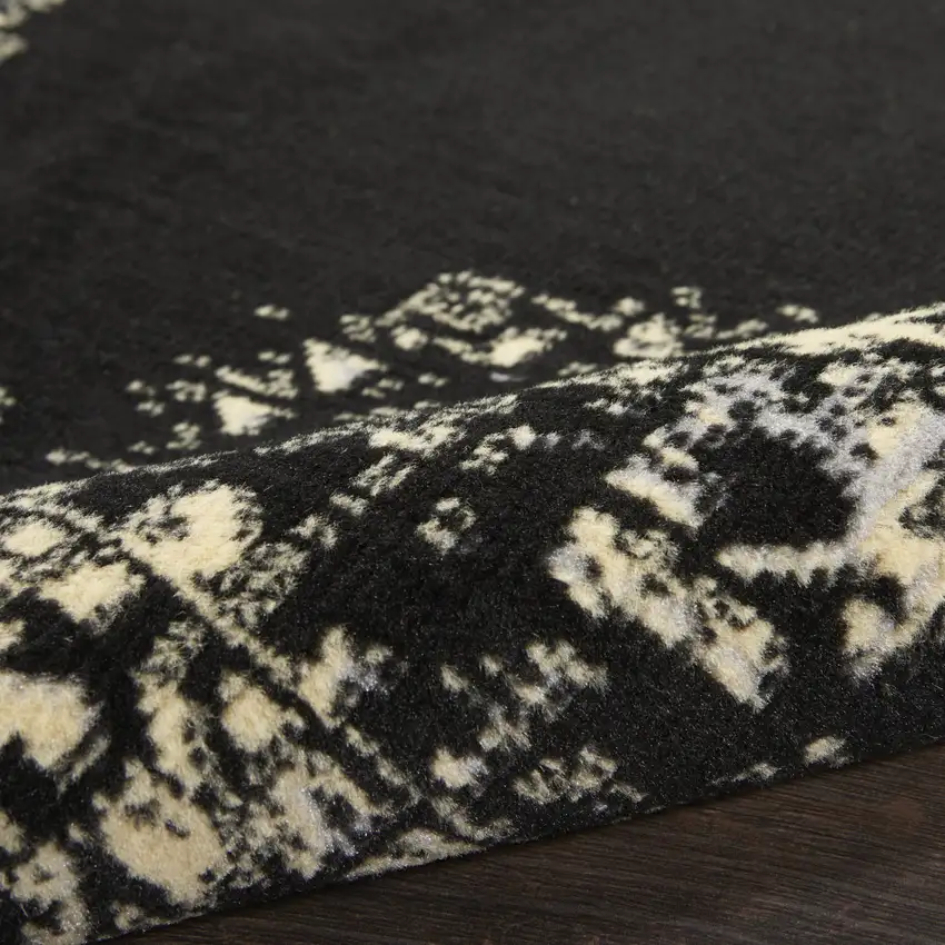 Tan And Black Medallion Distressed Area Rug Photo 8